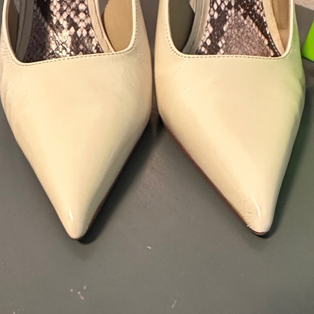 Sam Edelman Odette Ivory Slingback Pointed-Toe Pumps with Sculpted Heel - Picture 4 of 7